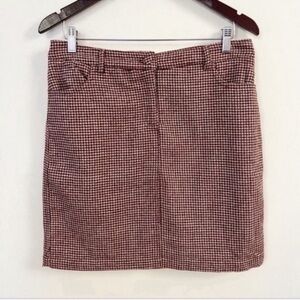 Cupcakes and Cashmere Maroon Houndstooth Wool Blend Mini Skirt Size 6